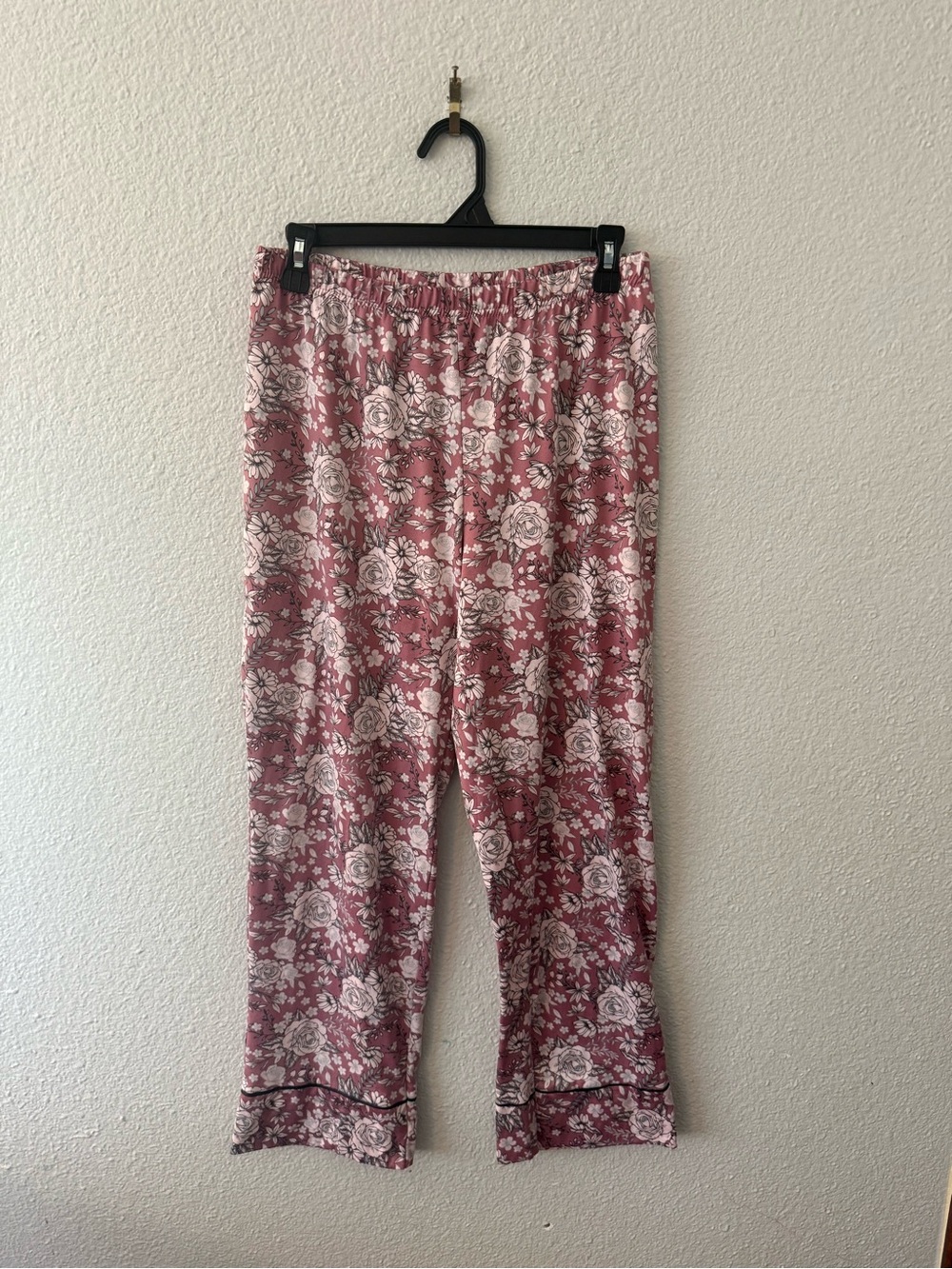 Mauve Floral PJ Pants Pull on Elastic waistband